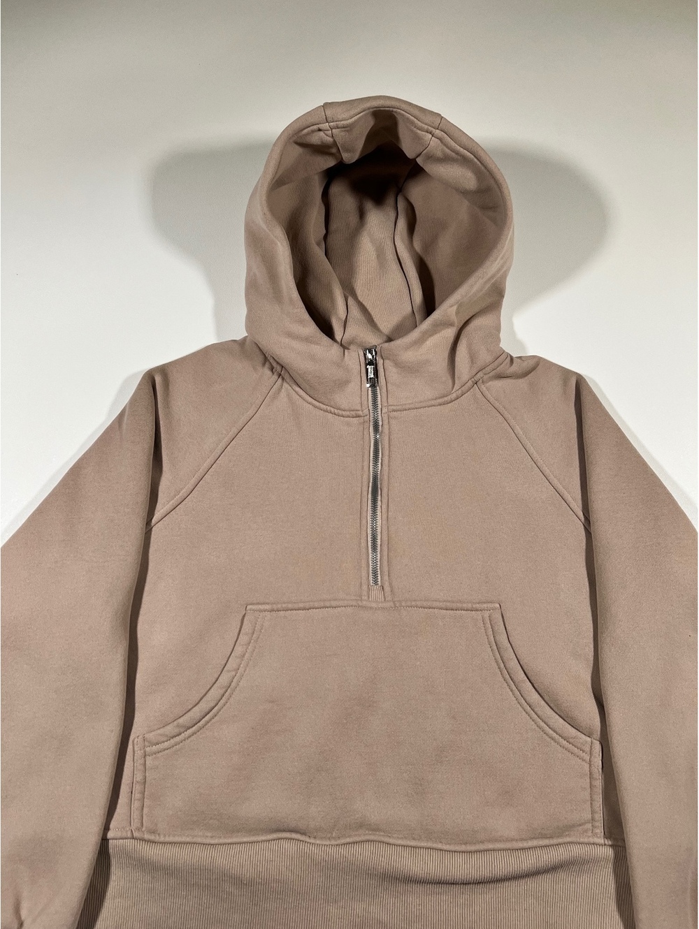 Automet Brown Cropped Half-Zip Hoodie Women's Oversized Streetwear Pullover M